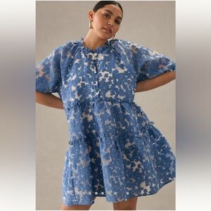 Anthropologie tiered jacquard dress